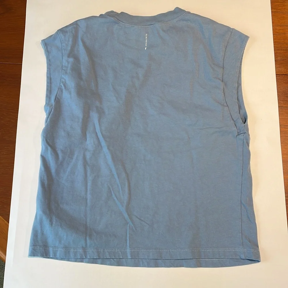 ALLSAINTS glacier blue organic cotton muscle Esme tee shirt size 4